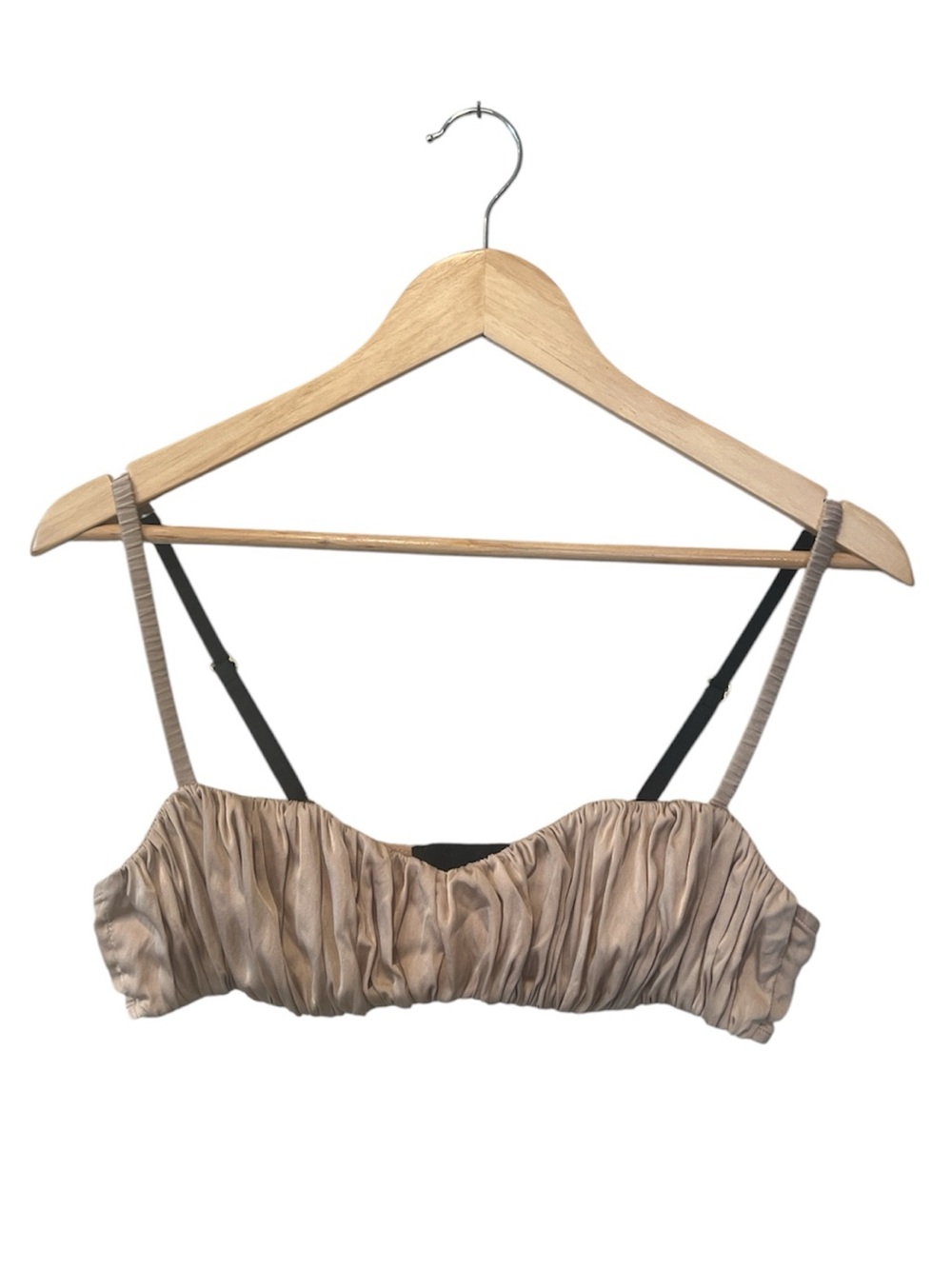 Kiki de Montparnasse Silk Ruched Bralette Nude Pink Luxury Lingerie Small